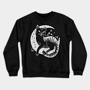 Cat with crecent mood Crewneck Sweatshirt